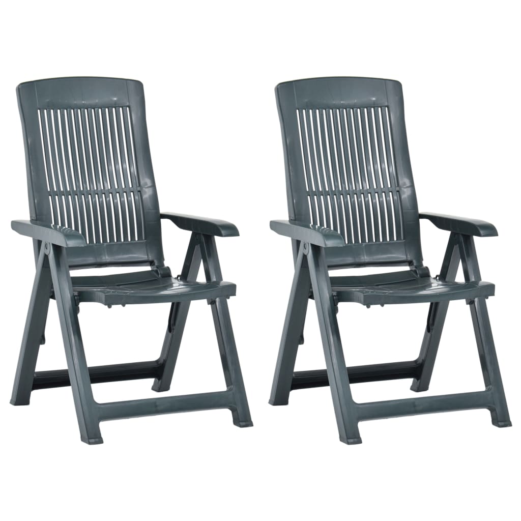 Vidaxl cadeiras de jardim reclináveis 2 pcs plástico verde
