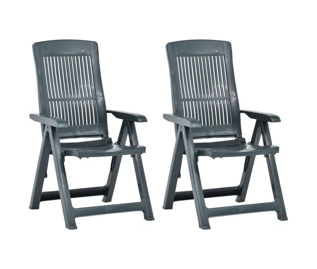 Vidaxl cadeiras de jardim reclináveis 2 pcs plástico verde