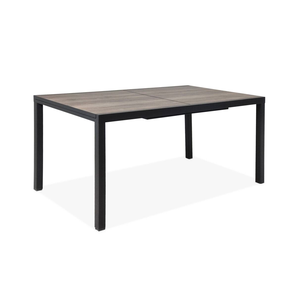 Mesa de jardim extensível em dpc e alumínio, com 8 lugares, nashville 240, castanho, 240x90x75 cm