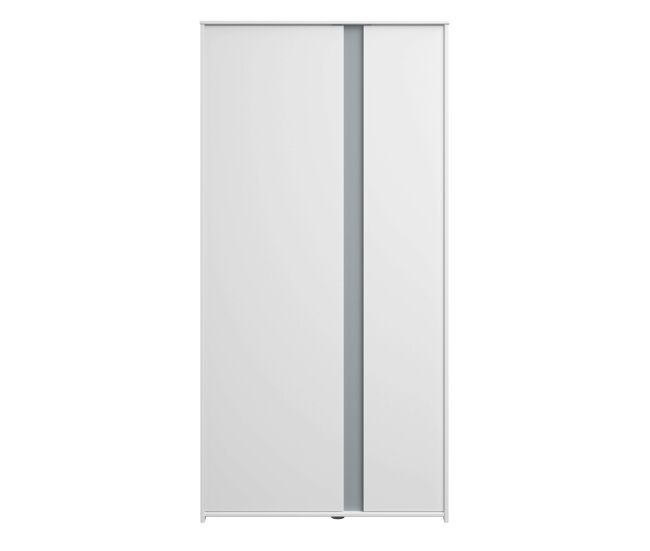 Guarda-roupa germain juvenil com 2 portas, 90 cm em branco mate e cinza, melamina moderna e funcional