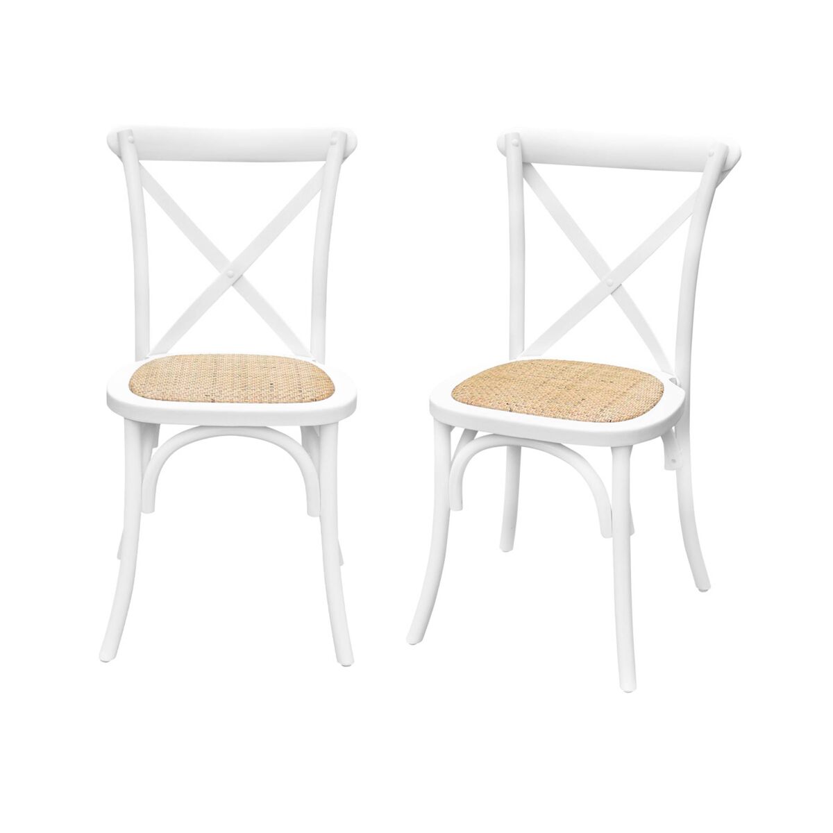 Cadeira de bistrô vintage madeira, set de 2, belleville, blanc, 48.5x53.5x88.5 cm