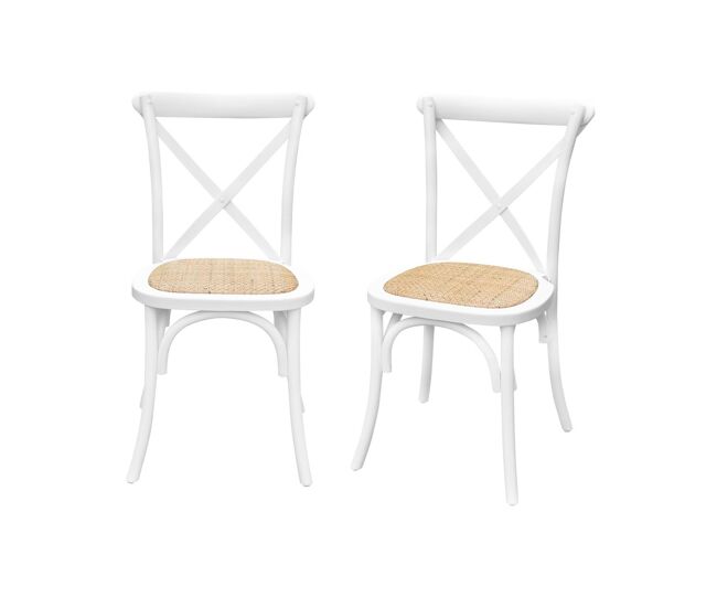 Cadeira de bistrô vintage madeira, set de 2, belleville, blanc, 48.5x53.5x88.5 cm