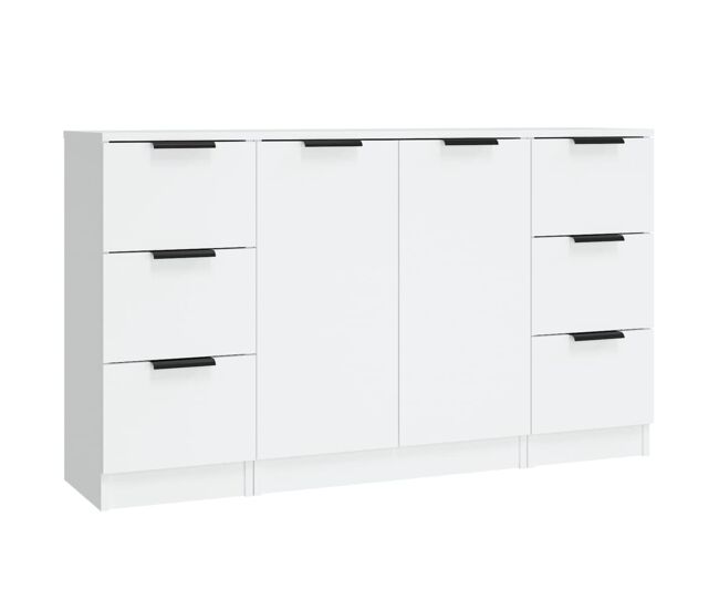 Vidaxl aparadores 3 pcs madeira processada branco