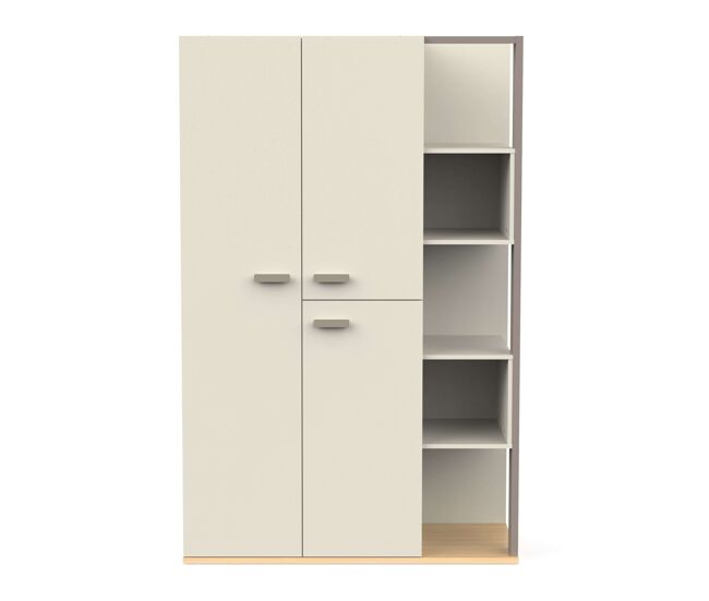Guarda-roupa camillia juvenil 3 portas 7 prateleiras 2 varões carvalho vicenza, cinza e barro 120 cm