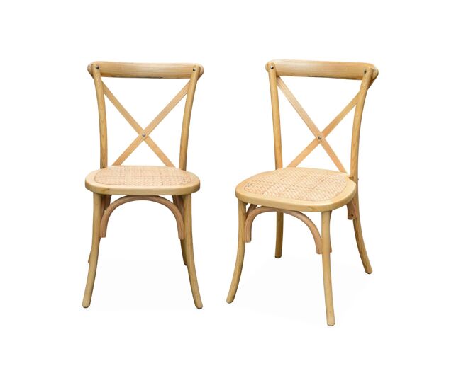 Cadeira de bistrô vintage madeira, set de 2, belleville, natural, 48.5x53.5x88.5 cm