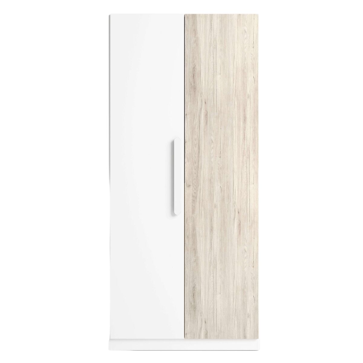 Miroytengo Guarda-Roupa Para Quarto Juvenil Estelle Estilo Nórdico Em Fosco E Carvalho Sahara Com 2 Portas 90X200 Cm Branco