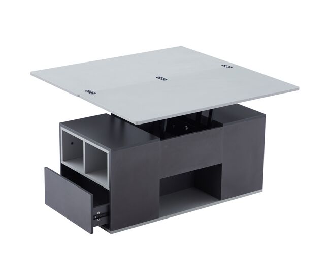 Mesa de centro elevável retangular de painel de partículas,cinzento