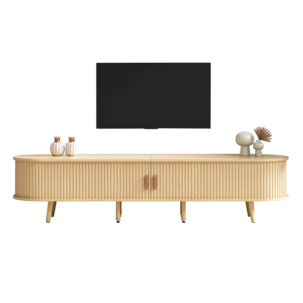 Móvel de tv 175cm de mdf com 2 portas corrediças e 2 gavetas,carvalho