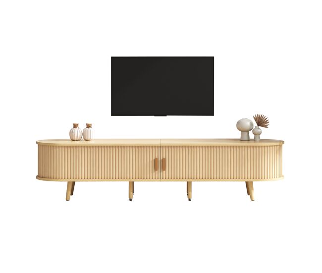 Móvel de tv 175cm de mdf com 2 portas corrediças e 2 gavetas,carvalho