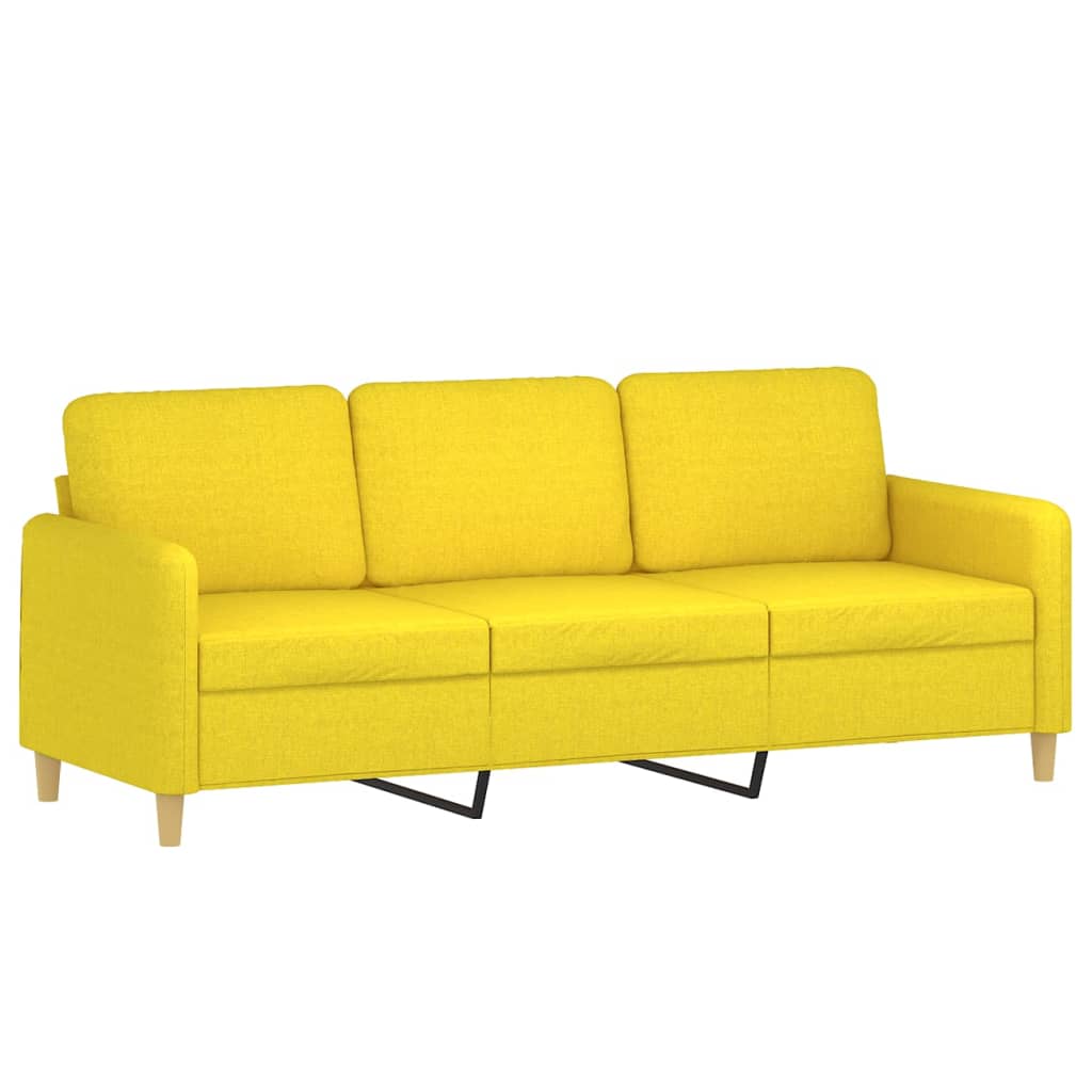 Sofá de 3 lugares - sofá fixo 180 cm tecido amarelo-claro