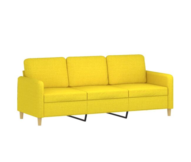Sofá de 3 lugares - sofá fixo 180 cm tecido amarelo-claro