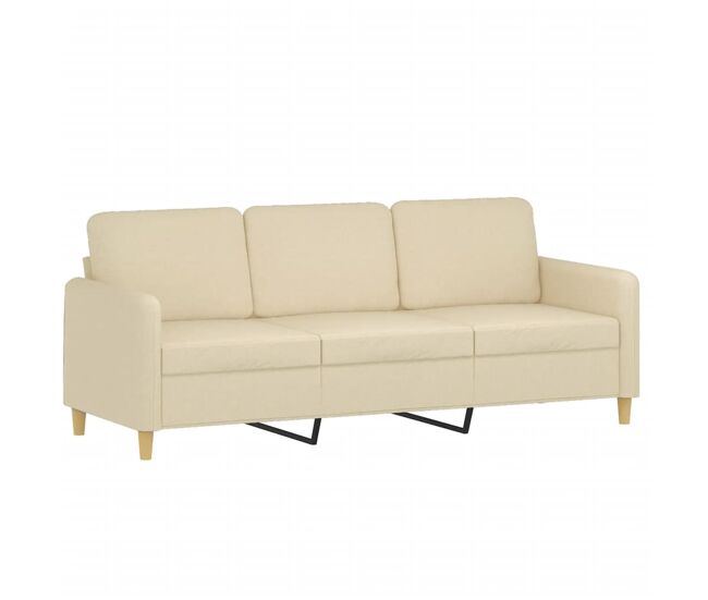 Sofá de 3 lugares - sofá fixo tecido 180 cm cor creme