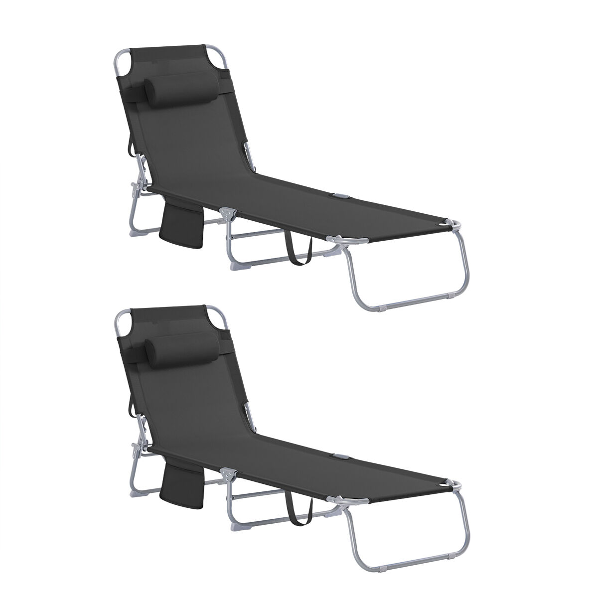 Conjunto de 2 espreguiçadeiras pretas ogs35-schx2 sobuy