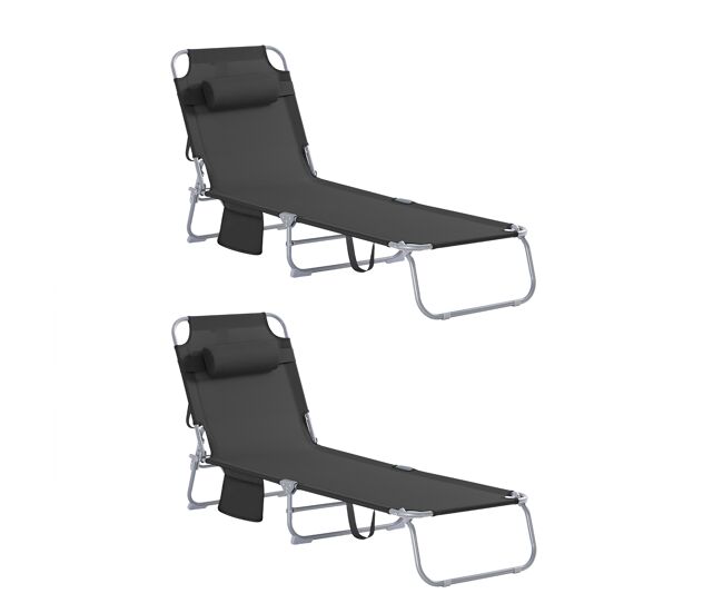 Conjunto de 2 espreguiçadeiras pretas ogs35-schx2 sobuy