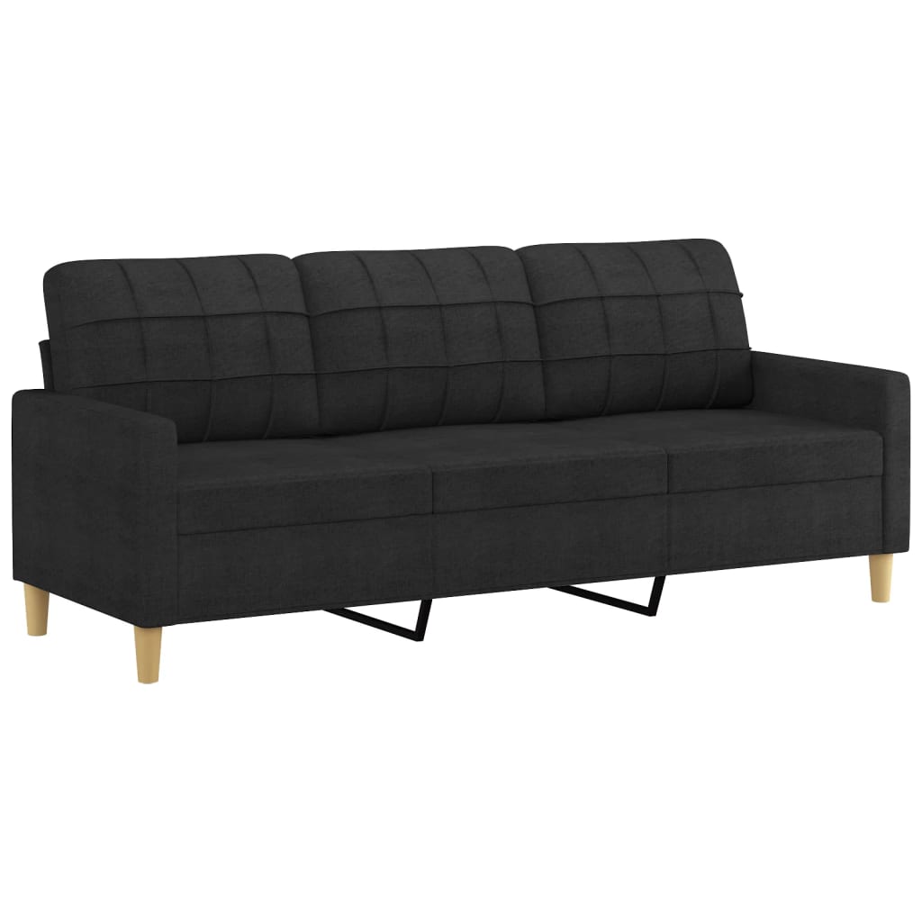 Sofá de 3 lugares - sofá fixo tecido 180 cm preto