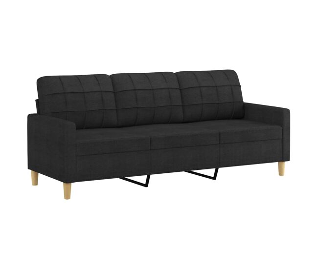 Sofá de 3 lugares - sofá fixo tecido 180 cm preto