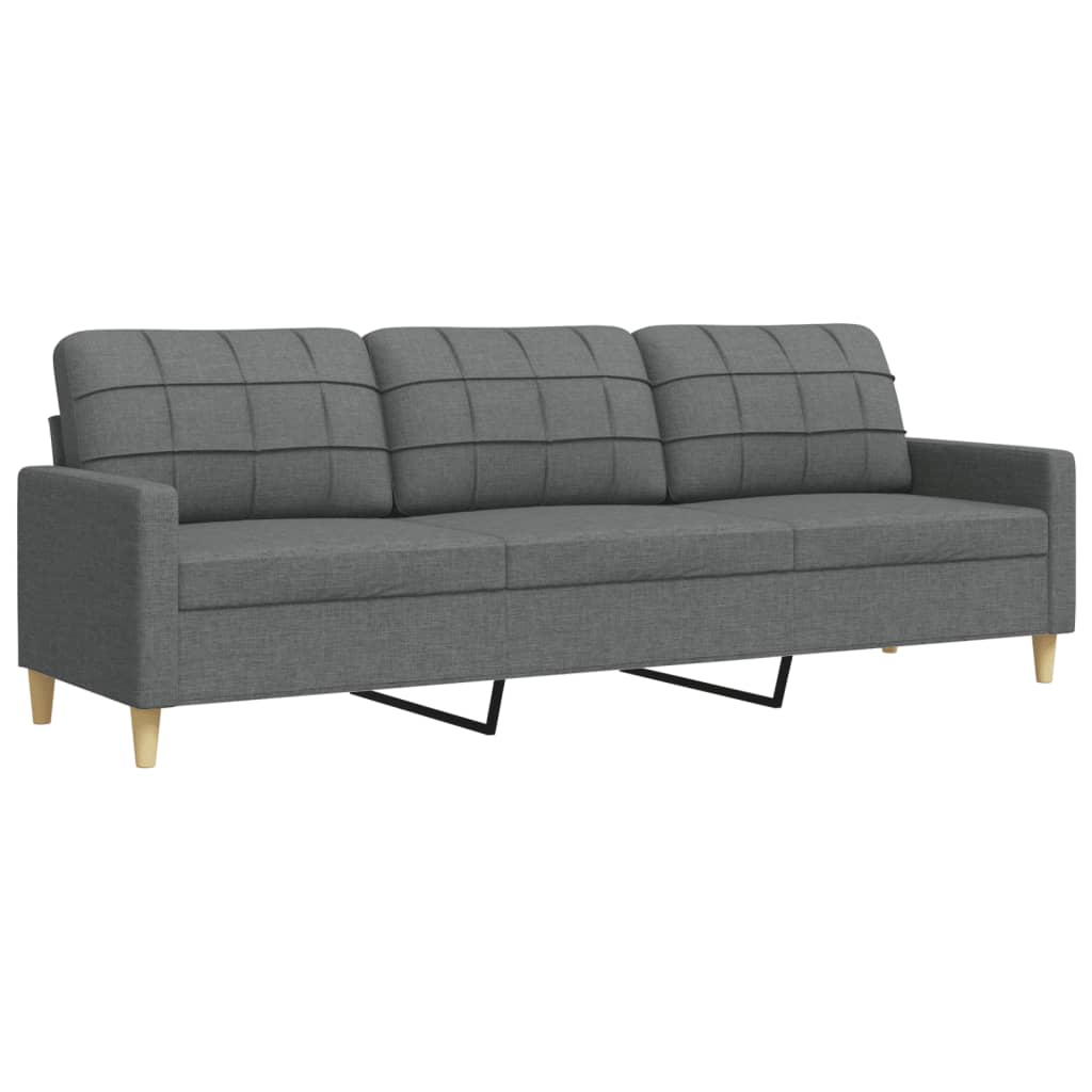 Sofá de 3 lugares - sofá fixo 210 cm tecido cinza-escuro