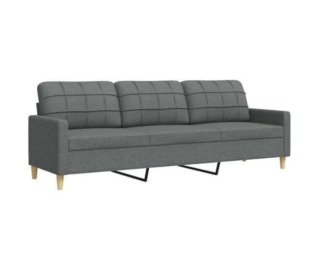 Sofá de 3 lugares - sofá fixo 210 cm tecido cinza-escuro