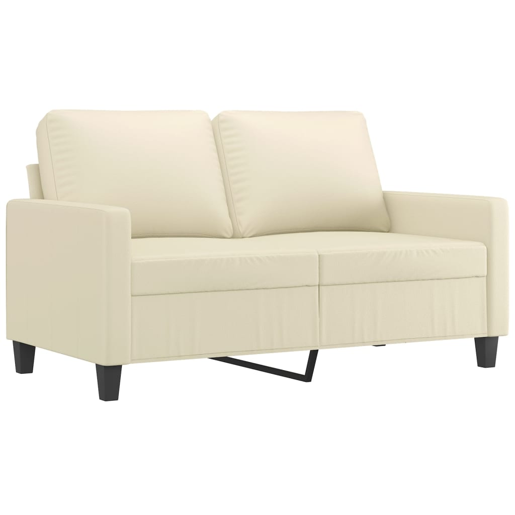 Sofá de 2 lugares - sofá fixo 120 cm couro artificial cor creme