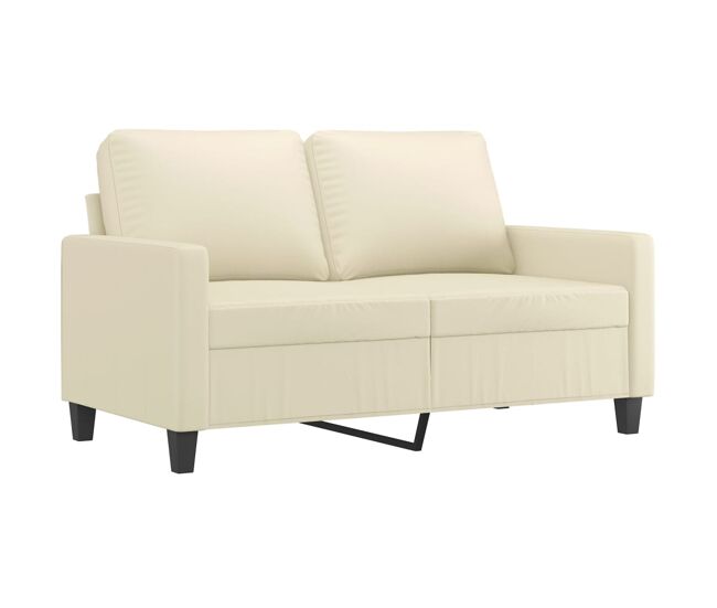 Sofá de 2 lugares - sofá fixo 120 cm couro artificial cor creme