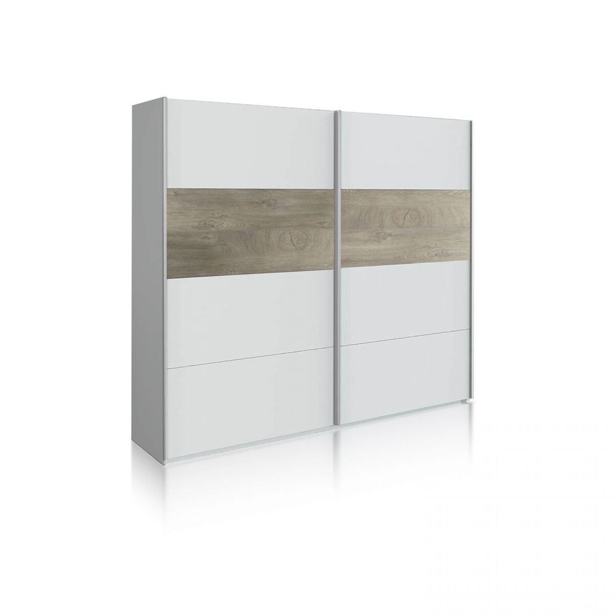 Roupeiro brike 180 2 portas de correr artik branco (branco mate) - carvalho alasca 180 x 200 x 60 cm