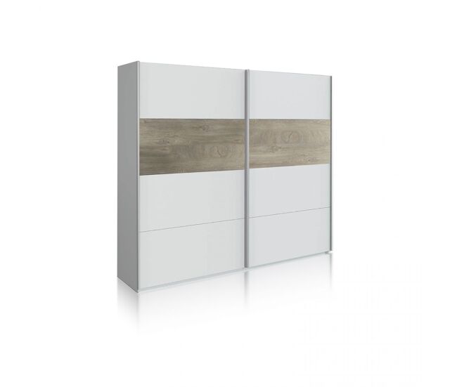 Roupeiro brike 180 2 portas de correr artik branco (branco mate) - carvalho alasca 180 x 200 x 60 cm