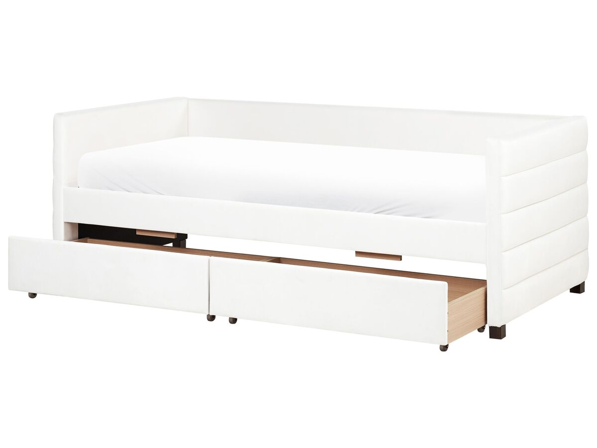 Beliani Cama de dia com arrumação Veludo MARRAY 98x214 Creme