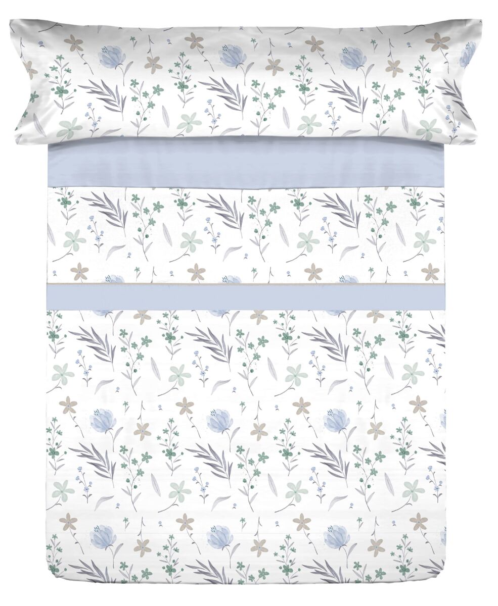 Conjunto de lençóis de microfibra summer civel azul para cama 90cm donegal collections