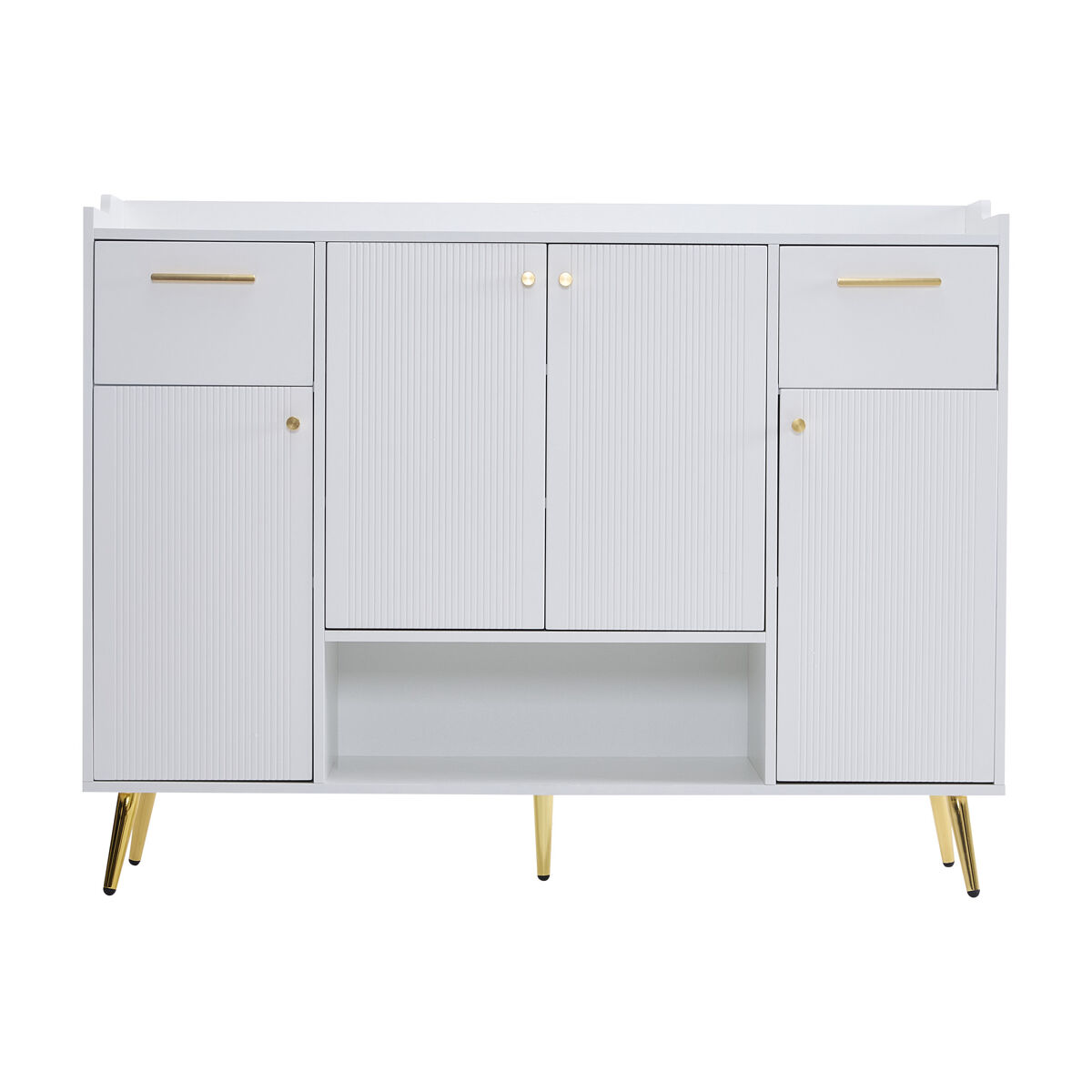 Sapateira - 2 gavetas + 4 portas + compartimento aberto - branco