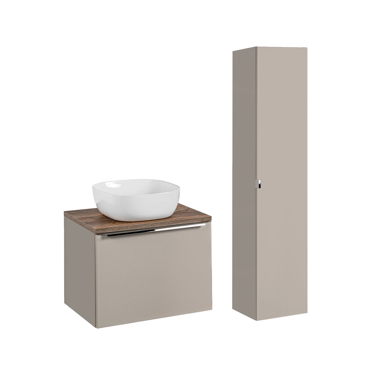 Conjunto móvel lavatório individual 60cm coluna éros taupe