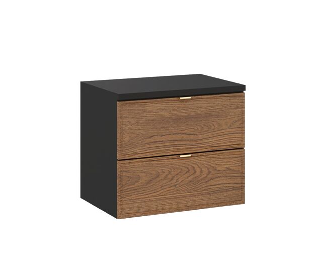 Móvel sob-lavatório 60cm plano de toilette elena madeira e preto