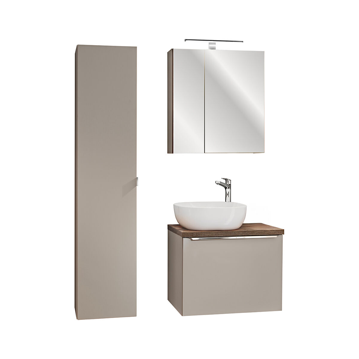 Conjunto móvel lavatório individual 60cm enceinte armário mural éros taupe