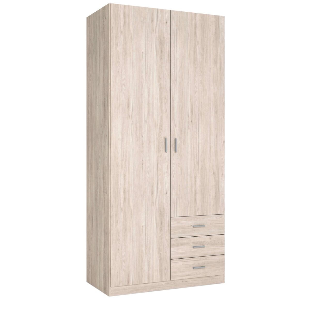 Guarda-roupa roma com 2 portas e 3 gavetas, cor sahara, estilo moderno, 216x100x53 cm