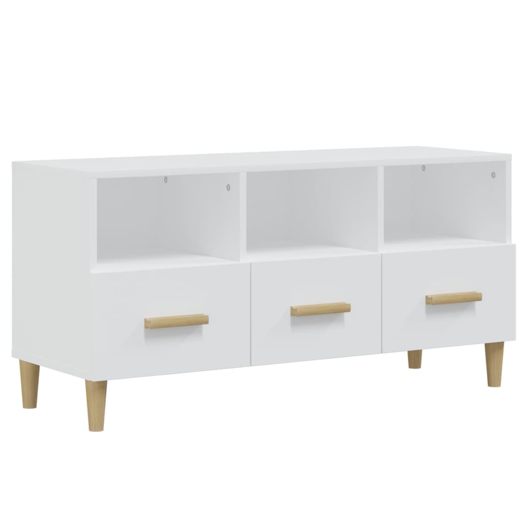 Móvel para tv - móvel de tv - armário de tv 102x36x50 cm derivados madeira branco brilhante