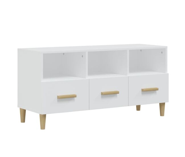 Móvel para tv - móvel de tv - armário de tv 102x36x50 cm derivados madeira branco brilhante