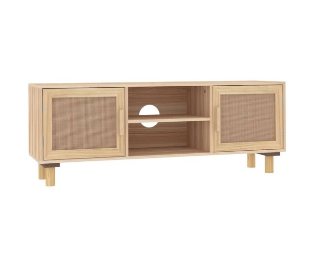 Móvel de tv - modulo de tv - armário de tv 105x30x40 cm pinho maciço/vime natural castanho