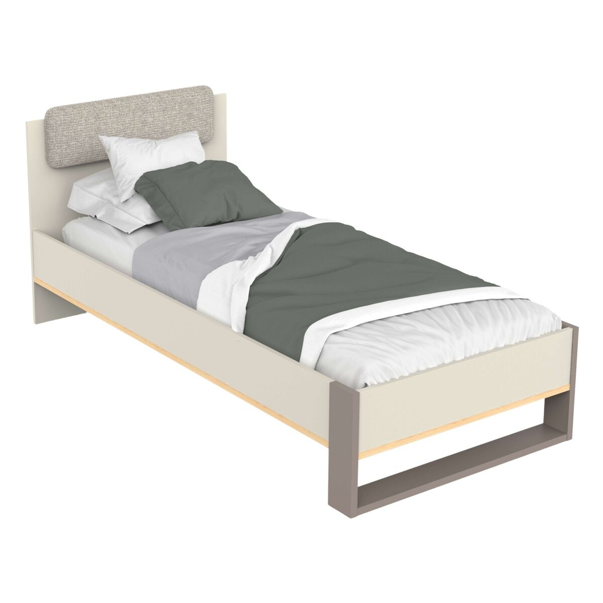 Miroytengo Cama Jovem Camillia 90X200 Cm Em Carvalho Vicenza, Cinza E Barro, Em Melamina Multicor