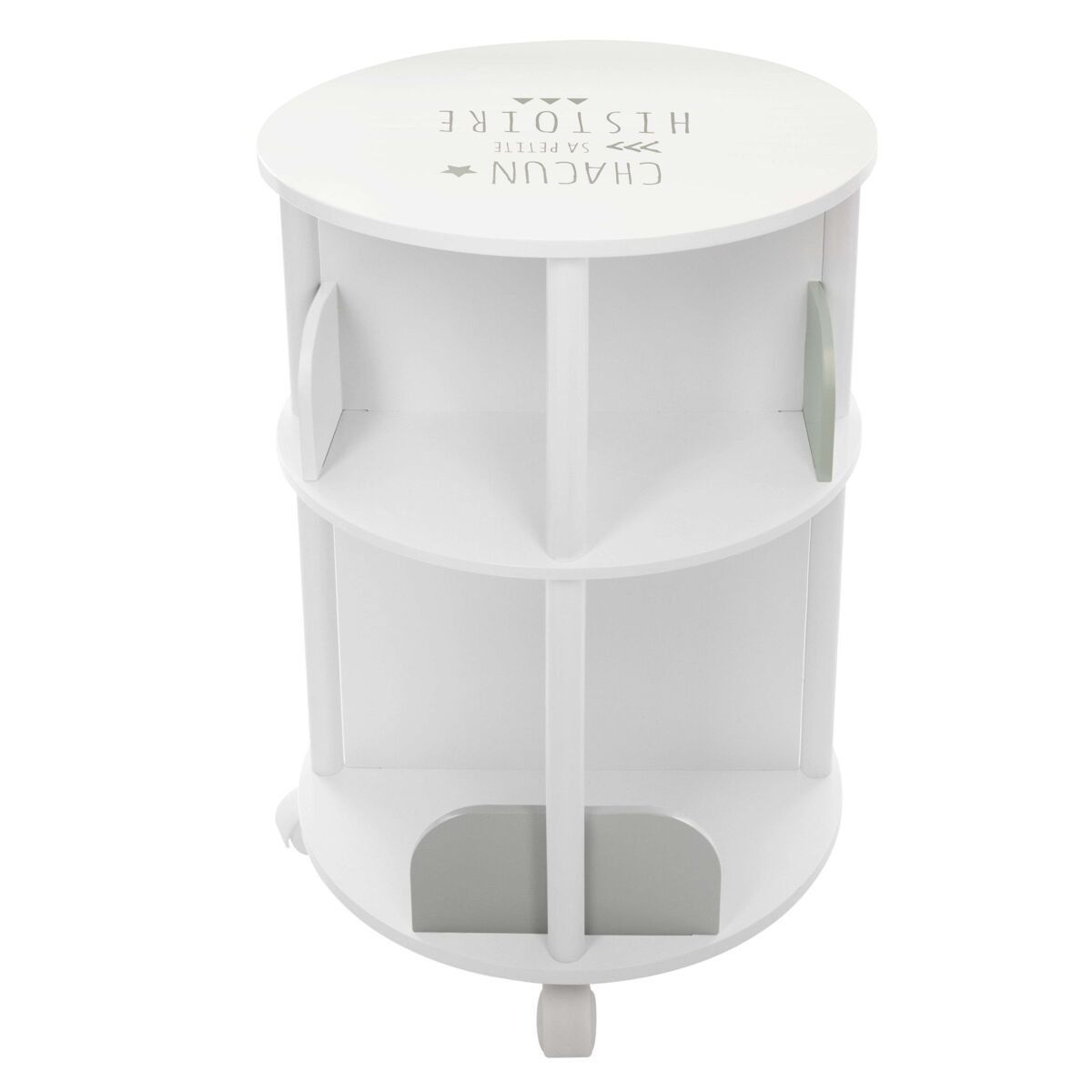 Estante infantil redonda com 4 prateleiras e rodas