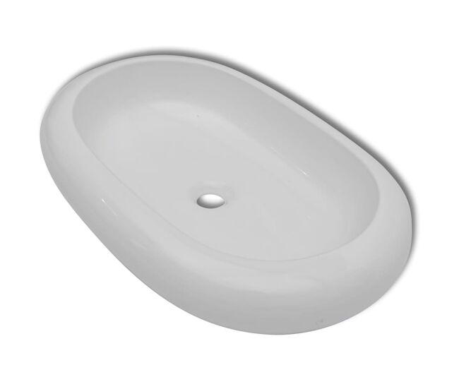 Lavatório - lavabo - pia de banheiro cerâmica 63 x 42 cm, forma oval / branca