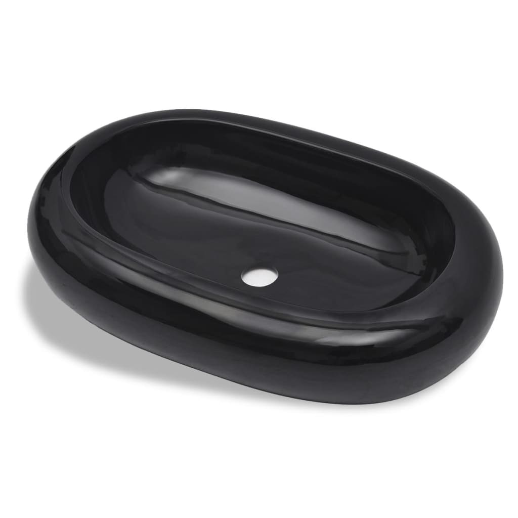 Lavatório - lavabo - pia de banheiro de cerâmica oval preto