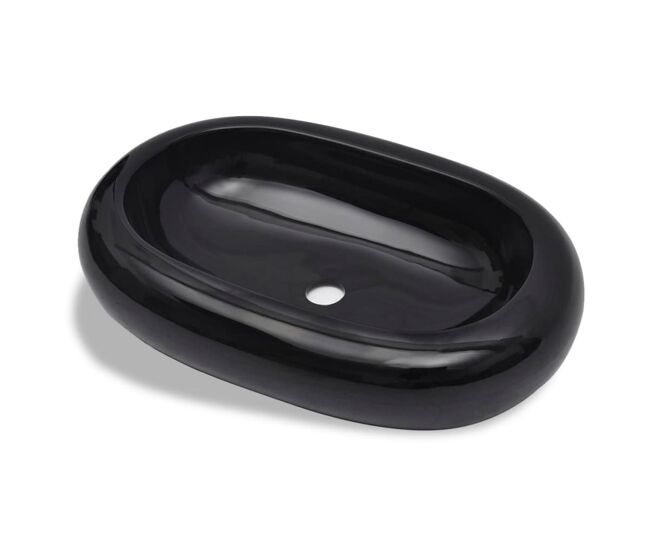 Lavatório - lavabo - pia de banheiro de cerâmica oval preto