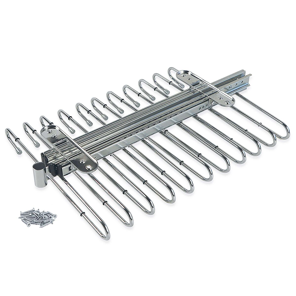 Guarda-roupa organizador de cabideiro expansível para calças com dupla automontagem em metal cromado