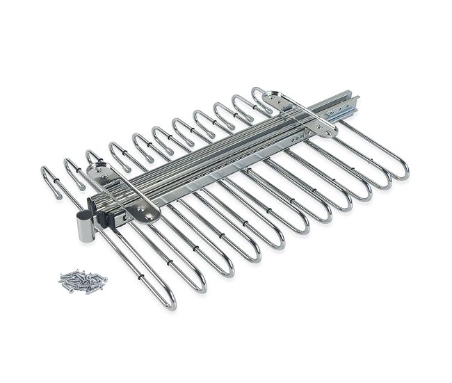 Guarda-roupa organizador de cabideiro expansível para calças com dupla automontagem em metal cromado