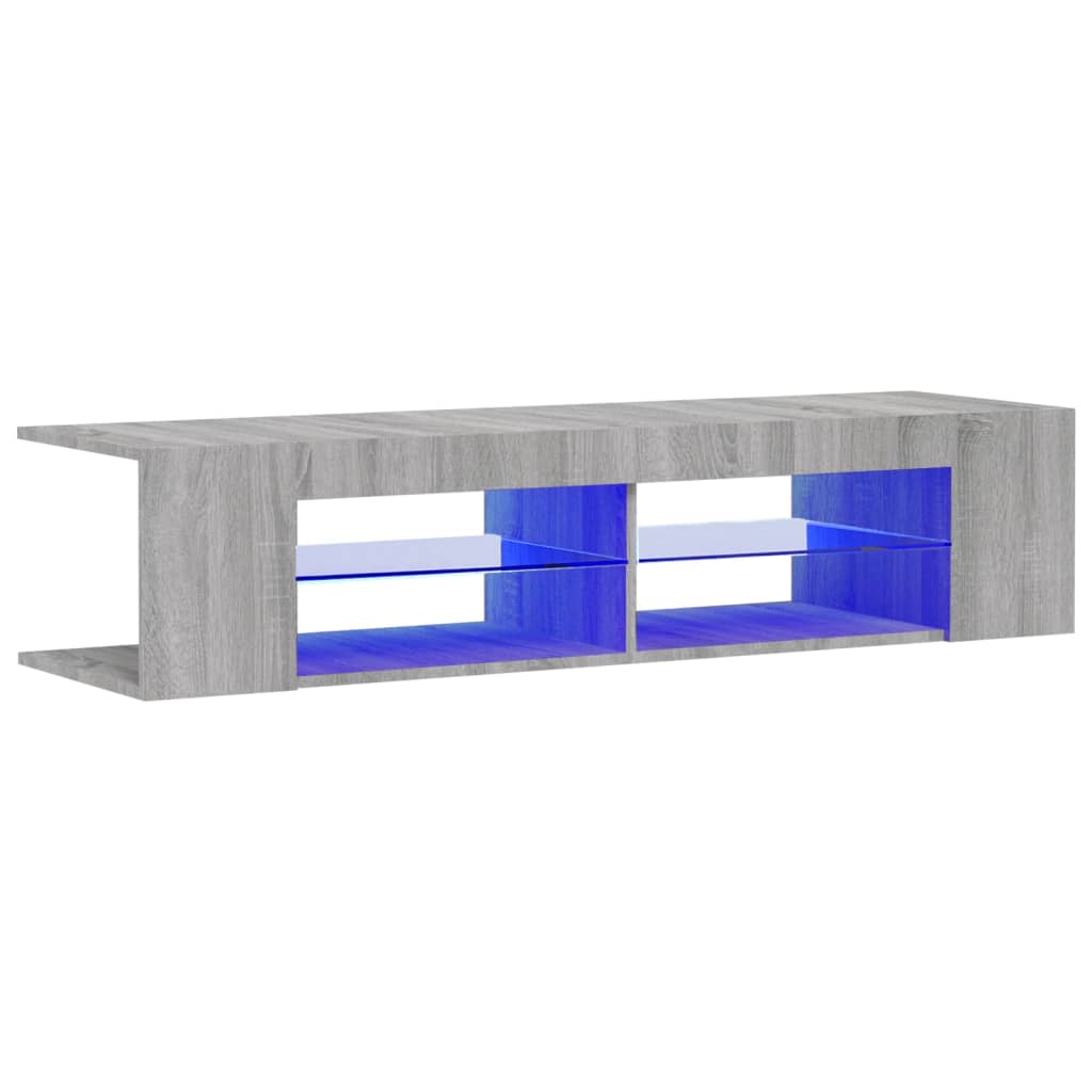 Móvel de tv - modulo de tv - armário de tv com luzes led 135x39x30 cm cinzento sonoma