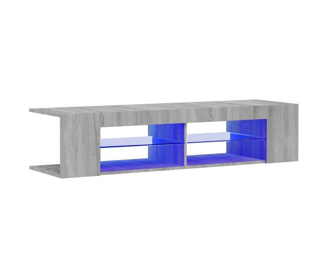 Móvel de tv - modulo de tv - armário de tv com luzes led 135x39x30 cm cinzento sonoma