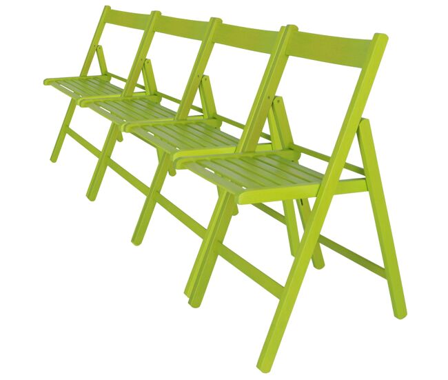 Well home - pack 4 cadeiras bas em madeira de faia, acabamento verde