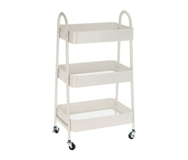 Bem home carrinho de cozinha branco com 3 cestos e rodas h.79.5cm