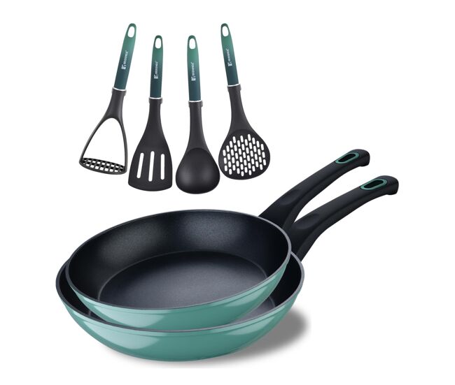 Conjunto de 2 frigideiras classique em + utensílios de cozinha bergner
