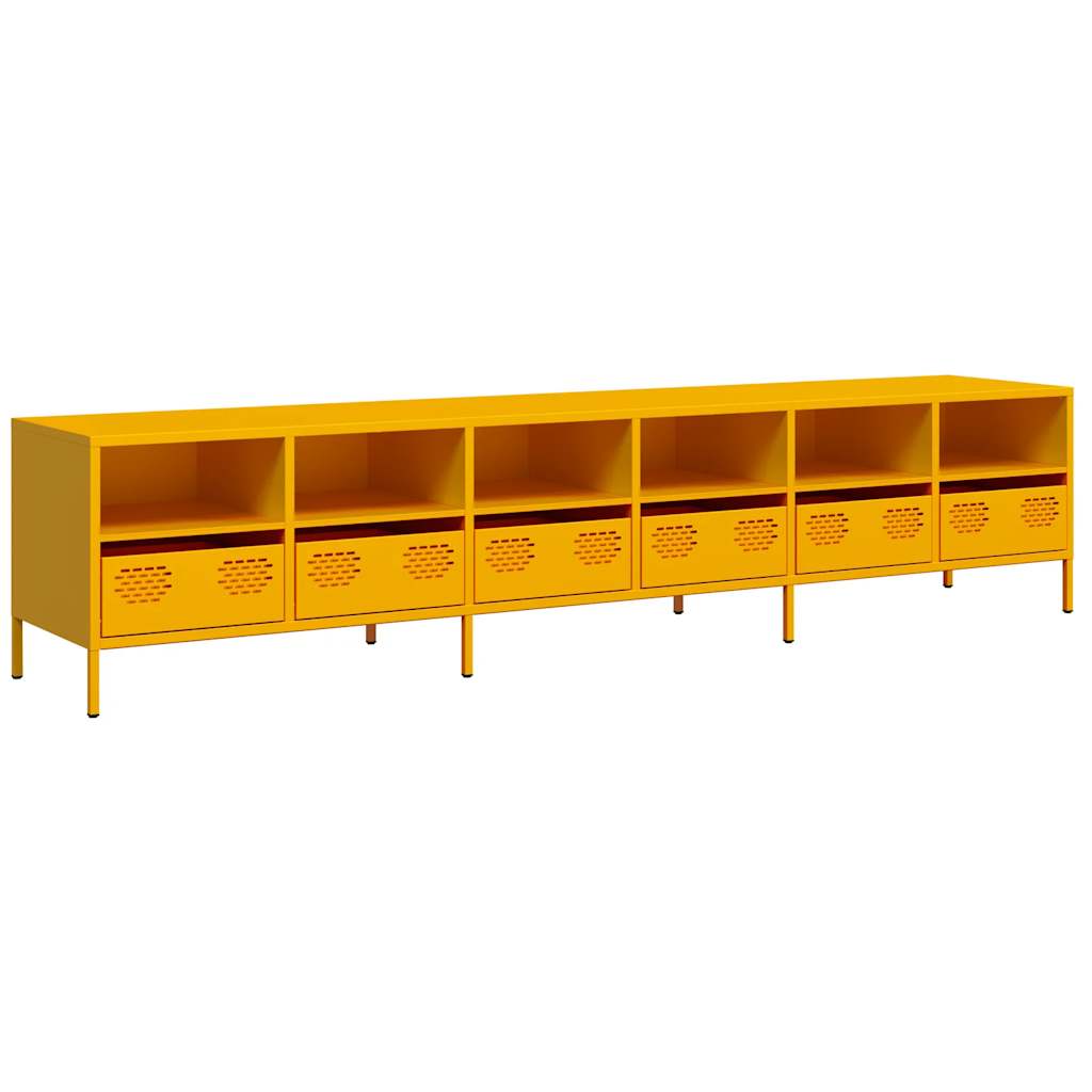 Móvel de tv - modulo de tv - armário de tv 202x39x43,5 cm aço laminado a frio amarelo mostarda
