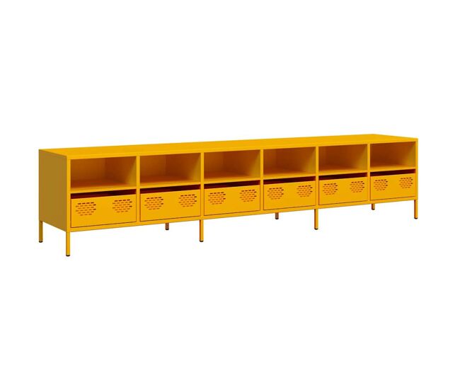 Móvel de tv - modulo de tv - armário de tv 202x39x43,5 cm aço laminado a frio amarelo mostarda